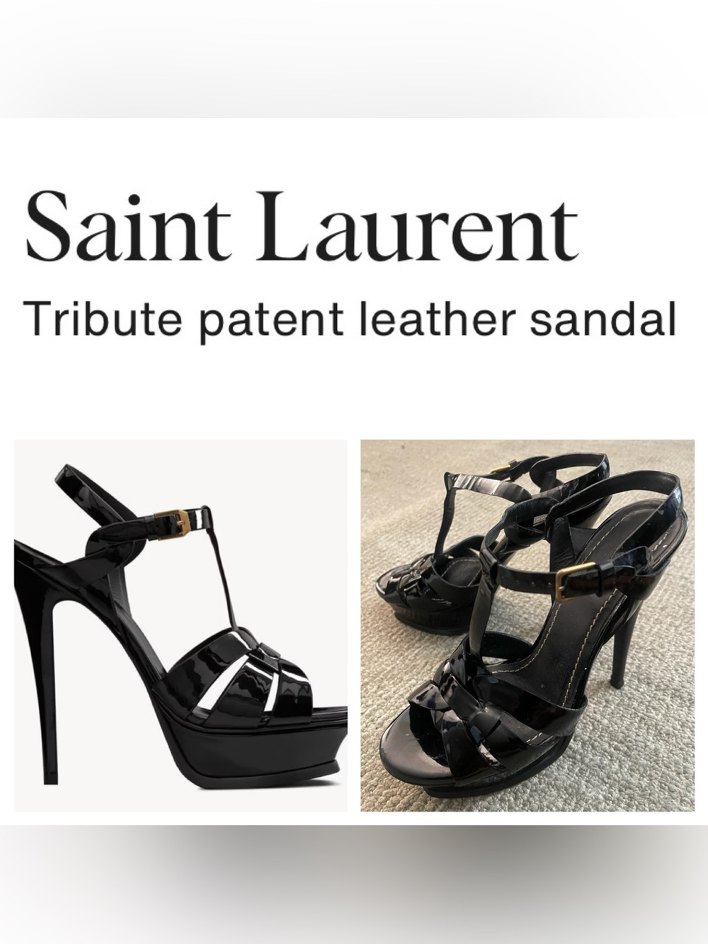 YVES SAINT LAURENT Tribute Platform Sandals In Patent Leather